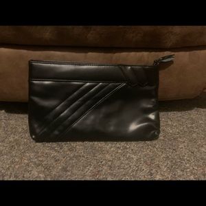 Vintage Black Leather Clutch Purse W/ Shoulder Strap